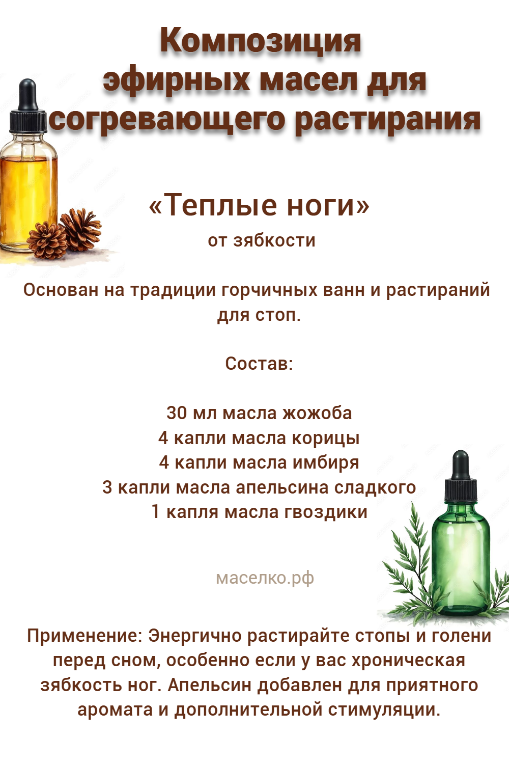 Композиция эфирных масел для согревающего растирания