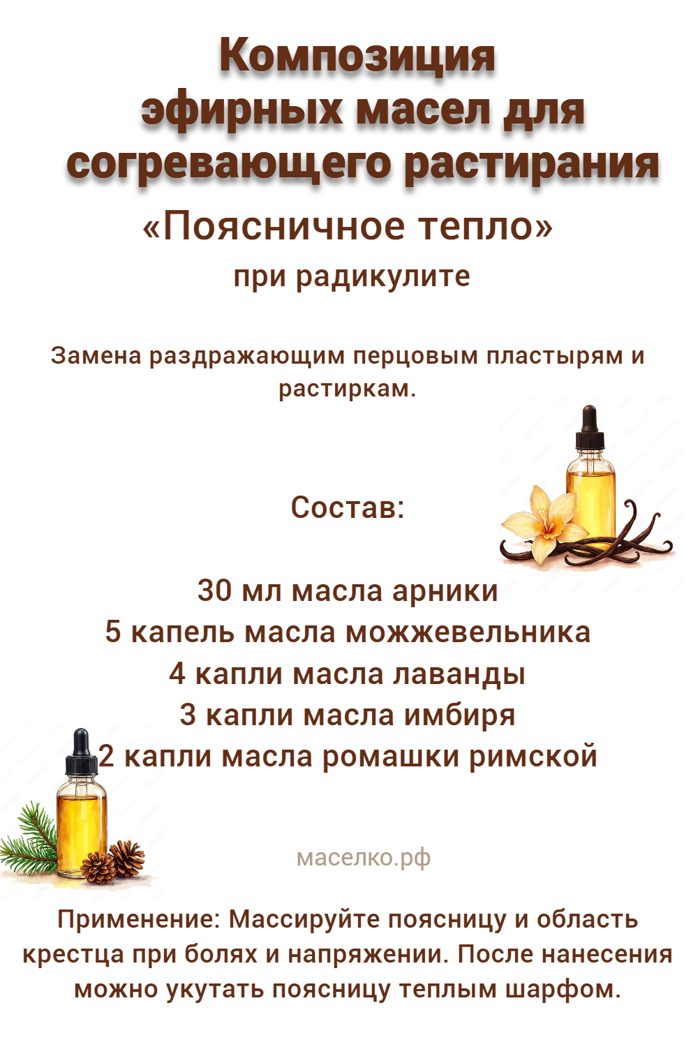 Композиция эфирных масел для согревающего растирания